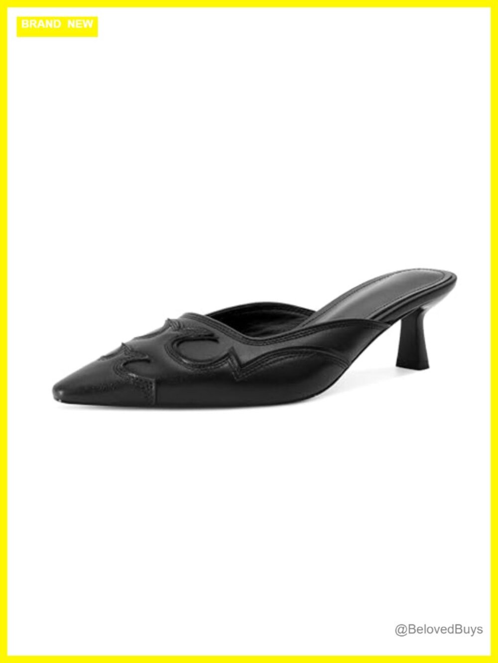 Kitten Heel Mules for Women Pointed Toe Pumps Close Toe Western Heels